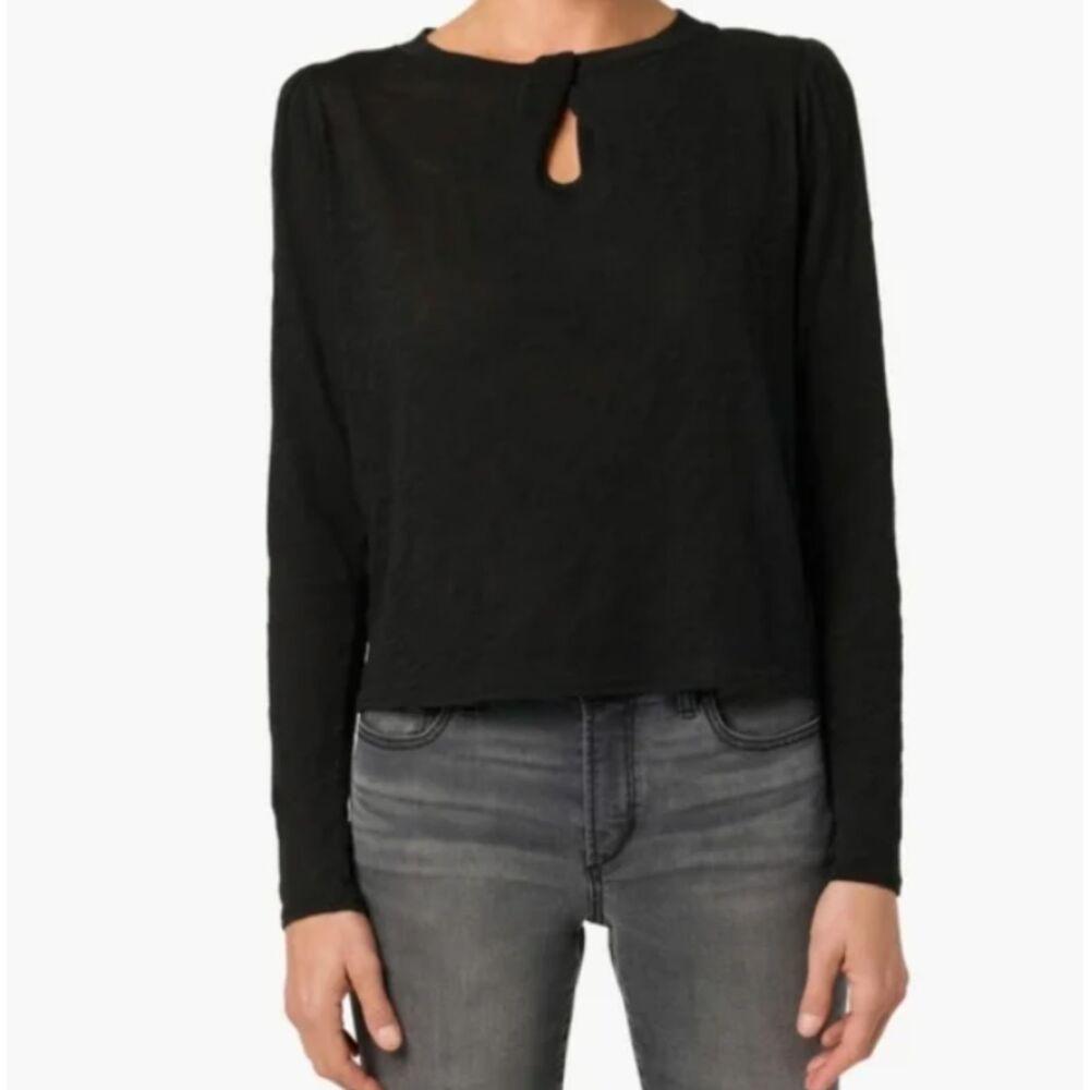 Joe's Jeans Black Long Sleeve Twist Neck Top Size Small